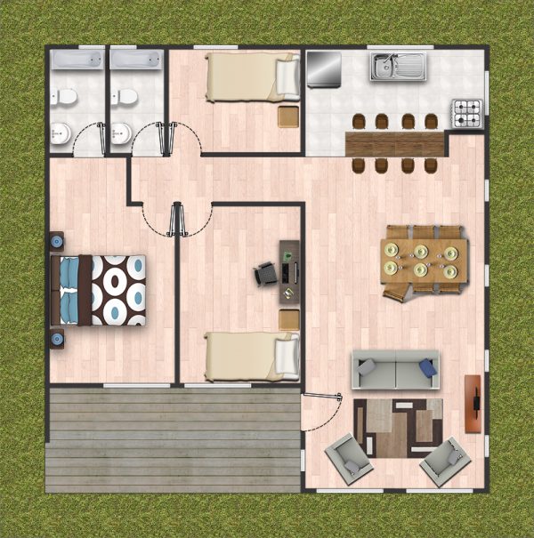 Kit Casa 85 m2 Techo Mediterráneo Básico - Panel Sur